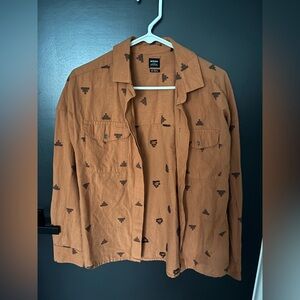 Prana Brown Shirt Jacket with Black Geometric Accents